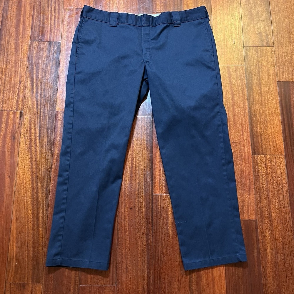 Dickies Pants Mens 40x30 (41x29) Navy Blue Slim Straight Workwear Casual Pockets
